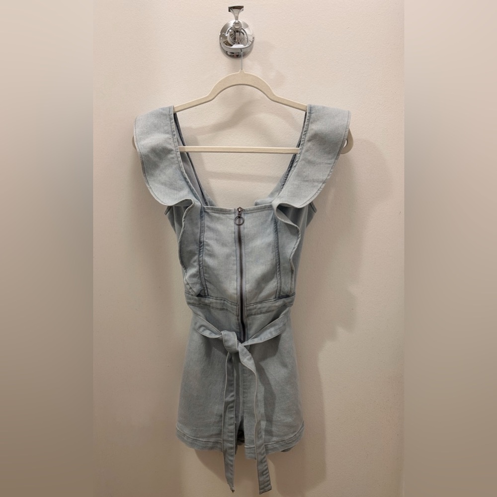 preppy denim romper